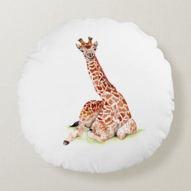 Baby Giraffe Rundes Kissen (Vorderseite)