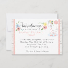 Baby Giraffe Rustic Floral Baby Geburtsankündigung Ankündigung