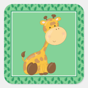 Baby Giraffe Safari Animals Party Quadratischer Aufkleber