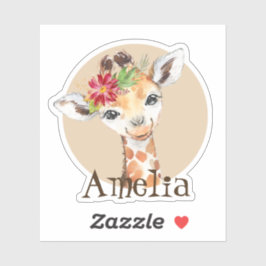 Baby Giraffe Safari Jungle Personalisiert Aufkleber