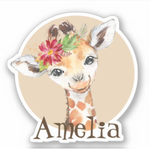 Baby Giraffe Safari Jungle Personalisiert Aufkleber