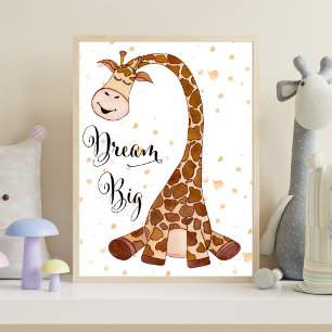 Baby-Giraffe-Träum-groß-Nursery-Wandkunst-Dekor-Ge Poster