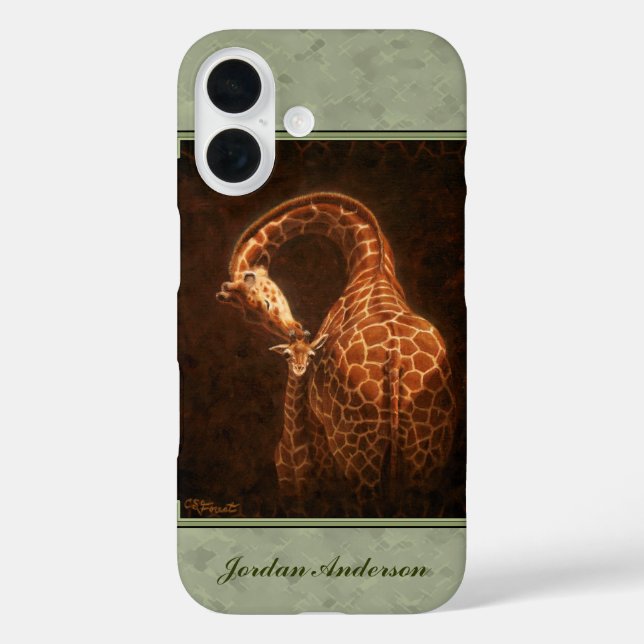Baby Giraffe und Mama Green Case-Mate iPhone Hülle (Rückseite)
