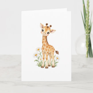 Baby-Giraffe unter Gänseblümchen Karte