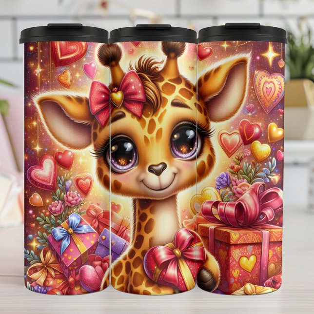 Baby Giraffe Valentine Gift Box Wrap Thermosbecher (Von Creator hochgeladen)