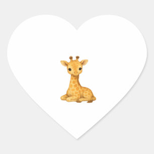 Baby-Giraffe-Wasserfarbdruck � Kinderzimmer-Wandku Herz-Aufkleber