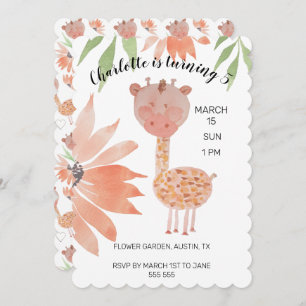 Baby Giraffe Watercolor Handgemalt Feiertagskarte