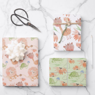 Baby Giraffe Watercolor Handgemalt Geschenkpapier Set