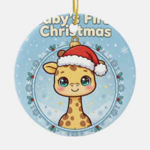 Baby-Giraffe-Weihnachtsbaumanhänger — Baby's erste Keramik Ornament