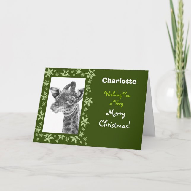 Baby Giraffe Weihnachtskarte Feiertagskarte (Vorderseite)