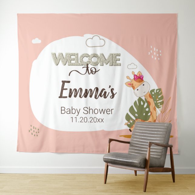 Baby-Giraffe, Willkommen bei Baby-Dusche Wandteppich (Beispiel (Horizontal))