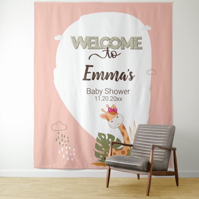 Baby-Giraffe, Willkommen bei Baby-Dusche Wandteppich (Beispiel)