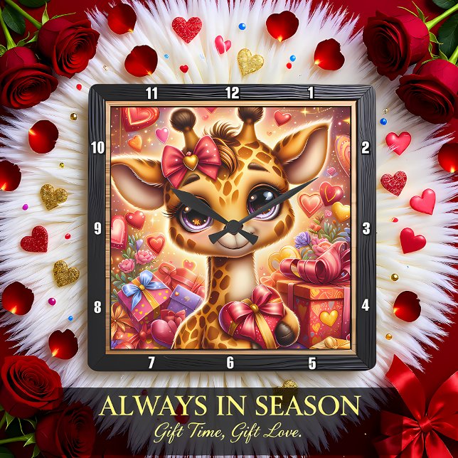 Baby-Giraffen-Herz-Geschenk Quadratische Wanduhr (Von Creator hochgeladen)