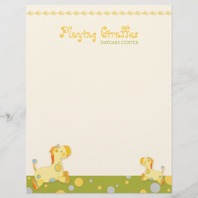 Baby Giraffen Kinderbetreuung Business Letterhead (Vorderseite)