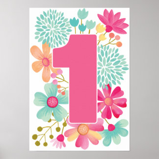 Baby Girl 1. Geburtstag Nummer 1 Art Print Poster
