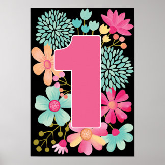 Baby Girl 1. Geburtstag Nummer 1 Art Print Poster