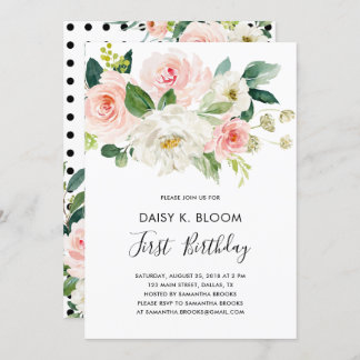 Baby Girl 1. Geburtstag Party Einladung