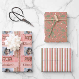 Baby Girl 1. Geburtstag Pink Scrapbooking Geschenkpapier Set