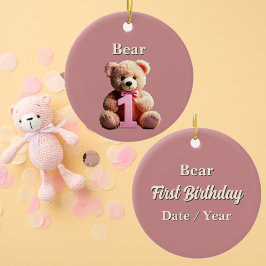 Baby Girl 1. Geburtstag Pink Teddy Bear Keepake Keramik Ornament