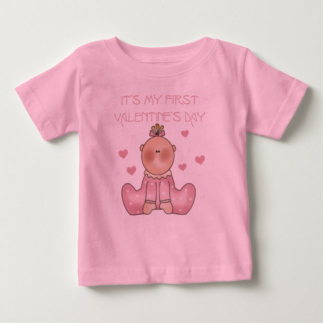 Baby Girl 1. Valentinstag Baby T-shirt (Vorderseite)
