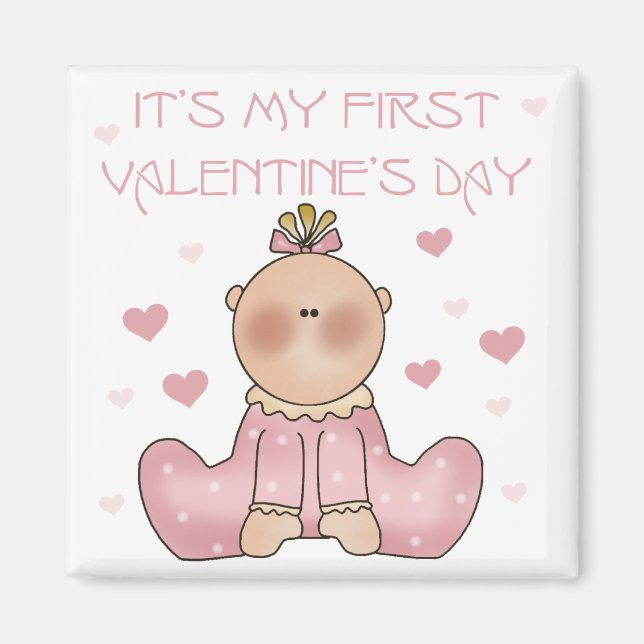 Baby Girl 1. Valentinstag Magnet (Vorne)