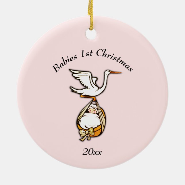 Baby Girl 1. Weihnachten mit Jahr Keramik Ornament (Hinten)