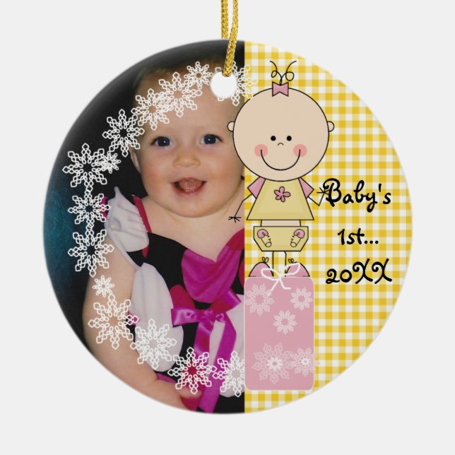 Baby Girl 1. Weihnachtsdekoration Keramikornament (Vorne)