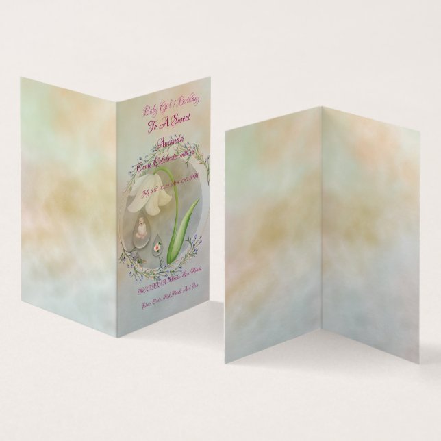 Baby Girl 1sr Geburtstagskarte (Innenseite und Außenseite)