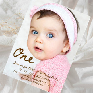 Baby Girl 1st Birthday-Sweet One Pink Floral Party Einladung