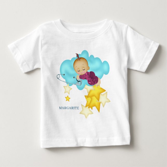 Baby Girl (2) auf einer Cloud Baby T-shirt (Vorderseite)