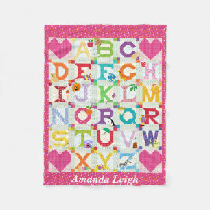 Baby Girl Alphabet Quilt Design Fleecedecke