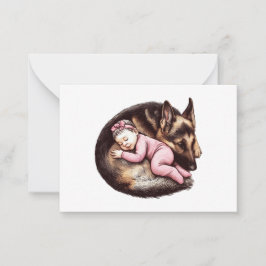 Baby Girl and German Shepherd Mitteilungskarte