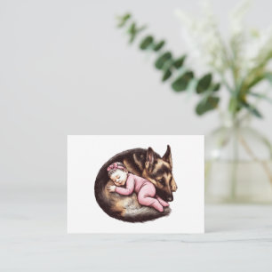 Baby Girl and German Shepherd Mitteilungskarte