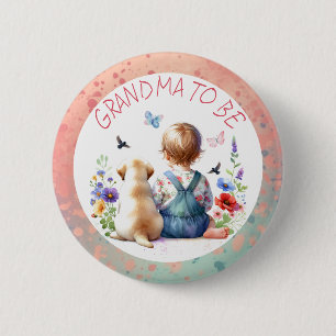 Baby Girl and Puppy Baby Shower Oma zu sein Button