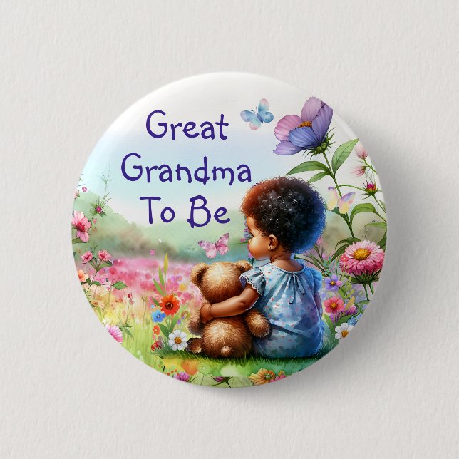Baby Girl and Teddy Bear Baby Showgranma zu sein Button (Vorderseite)