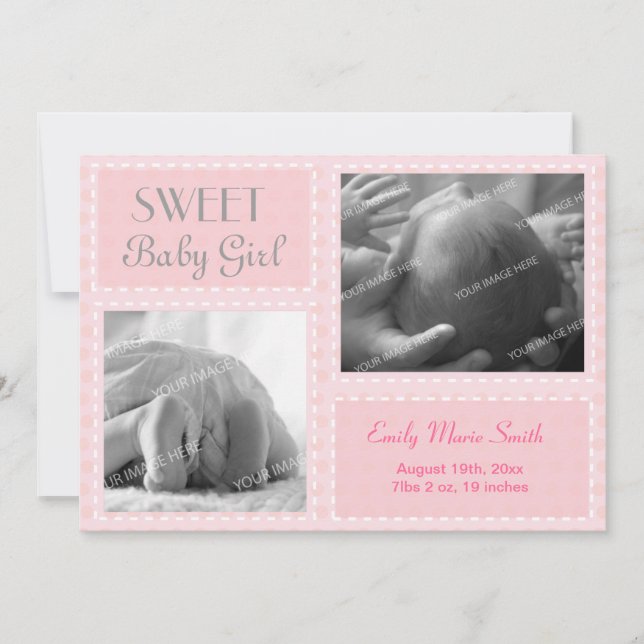 Baby Girl-Ankündigung Ankündigung (Vorderseite)