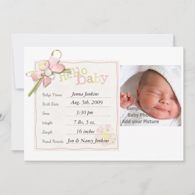 Baby Girl Baby Ankündigung Neugeborener (Vorderseite)