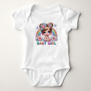 Baby Girl Baby, Regenbogen, Schmetterlinge und Blu Strampler