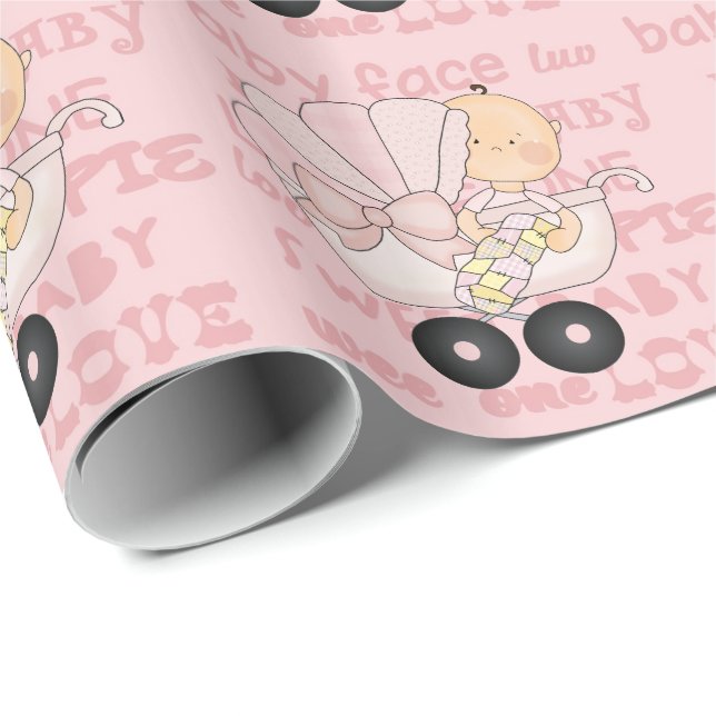 Baby Girl Babydusche Packpapier (Rolleneckpunkt)