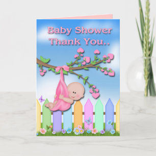 Baby Girl - Backyard Baby Dusche Danke Karte