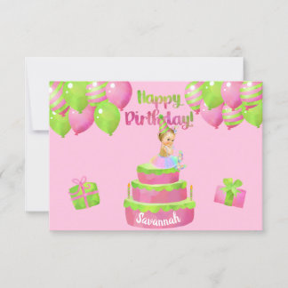 Baby Girl Ballerina Birthday Paper Einladung