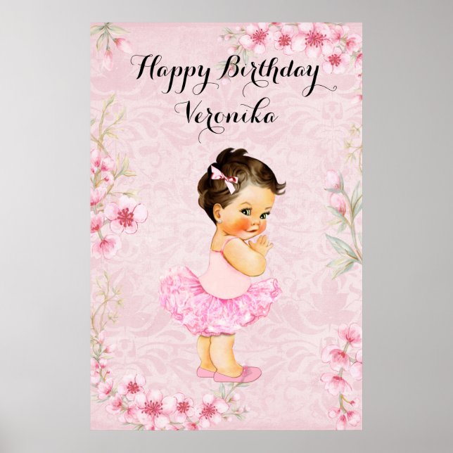 Baby Girl Ballerina Pink Blume Poster (Vorne)