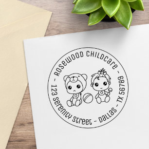 Baby Girl Bear Tagesbetreuung Kinderbetreuung Rund Gummistempel