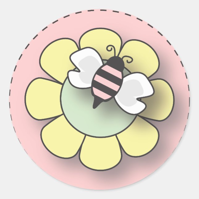 Baby Girl Bee in Pink Runder Aufkleber (Vorderseite)