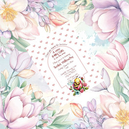 Baby Girl Bee Sleeping In a Rose Einladung