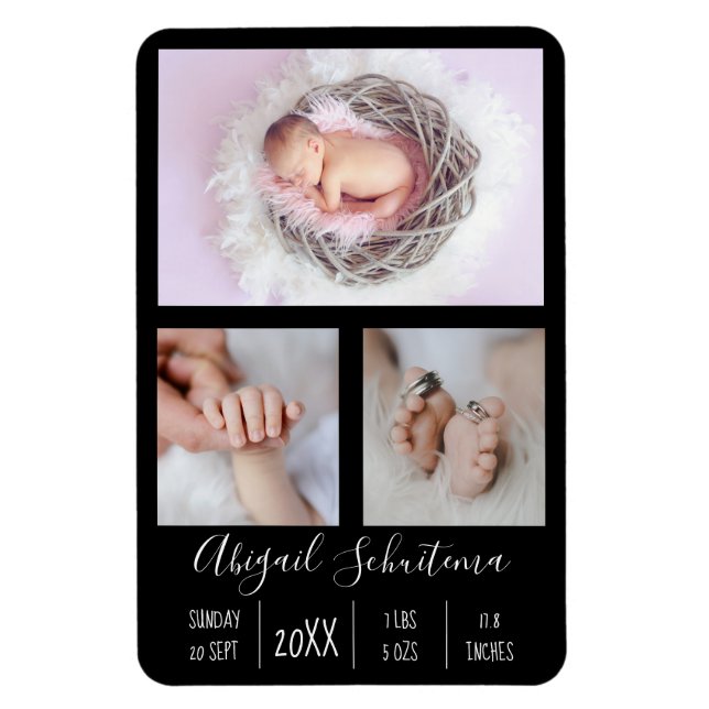 Baby Girl Birth Ankündigung Flexible Foto Magnet (Vertikal)