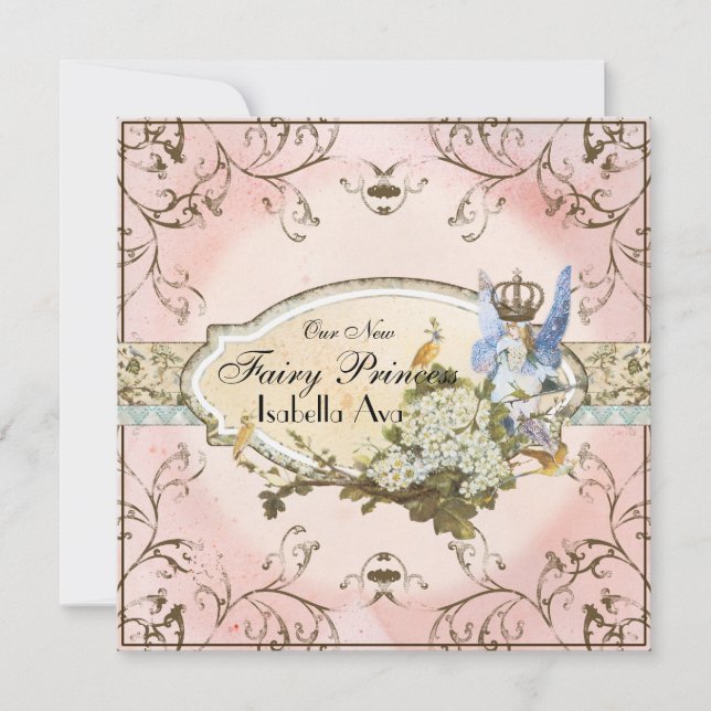 Baby Girl Birth Annoucement - Fee Princess Ankündigung (Vorderseite)