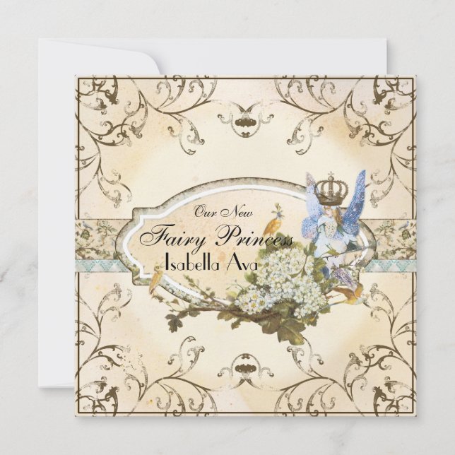 Baby Girl Birth Annoucement - Fee Princess Ankündigung (Vorderseite)
