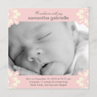 Baby Girl Birth Announcement - Blumenecken