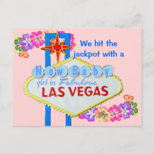 Baby Girl Birth Announcement Las Vegas Ankündigungspostkarte
